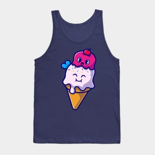 Happy Ice Cream Cone Cartoon Tank Top